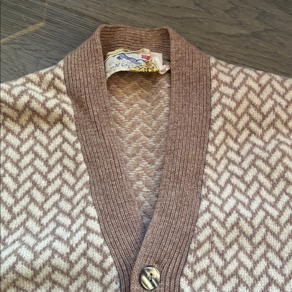 Golden Horse | Vintage 100% Virgin Wool Brown and Cream Knit Vest Size XXL - Picture 5 of 13